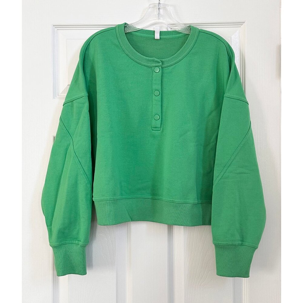 Wishlist Green Henley Sweatshirt - MEDIUM